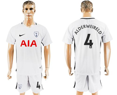 Tottenham Hotspur #4 Alderweireld White Home Soccer Club Jersey - Click Image to Close